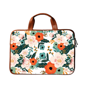 Floral Spring - Premium Canvas Vegan Leather Laptop Bags (optional side straps)