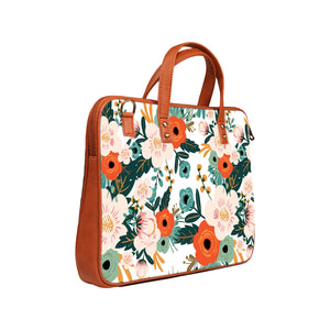 Floral Spring - Premium Canvas Vegan Leather Laptop Bags (optional side straps)