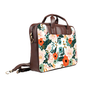 Floral Spring - Premium Canvas Vegan Leather Laptop Bags (double compartment)