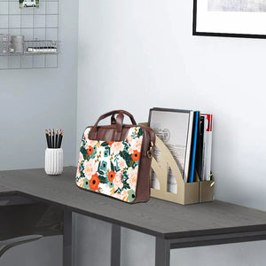 Floral Spring - Premium Canvas Vegan Leather Laptop Bags (double compartment)