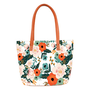 Floral Spring - Vegan Leather Tote Bag