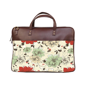 Floral pencil strokes - Premium Canvas Vegan Leather Laptop Bags (with side pocket)