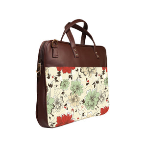Floral pencil strokes - Premium Canvas Vegan Leather Laptop Bags (with side pocket)