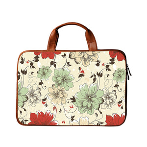 Floral pencil strokes - Premium Canvas Vegan Leather Laptop Bags (optional side straps)