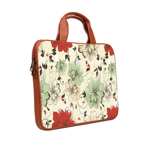 Floral pencil strokes - Premium Canvas Vegan Leather Laptop Bags (optional side straps)