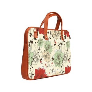 Floral pencil strokes - Premium Canvas Vegan Leather Laptop Bags (optional side straps)