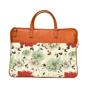 Floral pencil strokes - Premium Canvas Vegan Leather Laptop Bags (with side pocket)