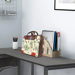 Floral pencil strokes - Premium Canvas Vegan Leather Laptop Bags (double compartment)