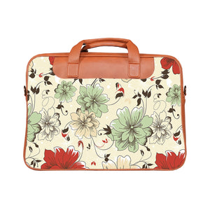 Floral pencil strokes - Premium Canvas Vegan Leather Laptop Bags (double compartment)