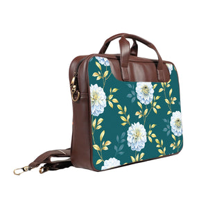Floral Elegance - Premium Canvas Vegan Leather Laptop Bags (double compartment)