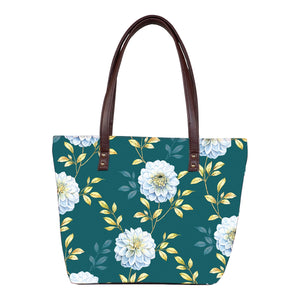 Floral Elegance - Vegan Leather Tote Bag