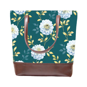 Floral Elegance - Vegan Leather Tote Bag Layered