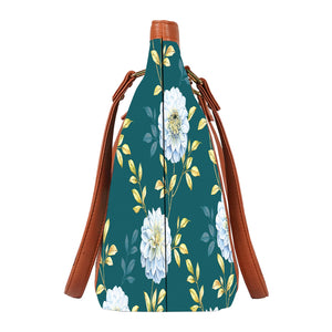 Floral Elegance - Vegan Leather Tote Bag Strapped