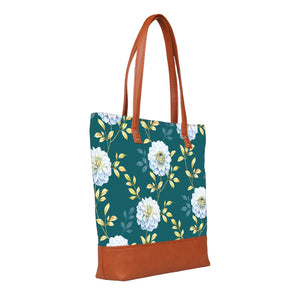 Floral Elegance - Vegan Leather Tote Bag Layered