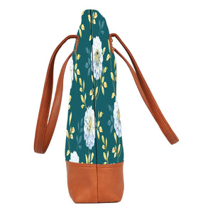 Floral Elegance - Vegan Leather Tote Bag Layered