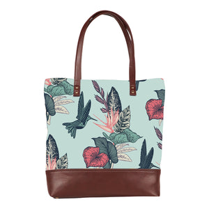 Spring Bird - Vegan Leather Tote Bag Layered