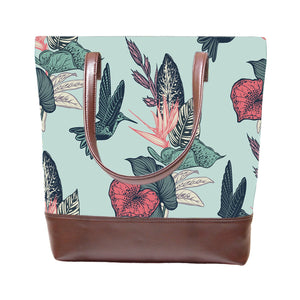 Spring Bird - Vegan Leather Tote Bag Layered