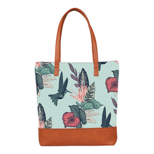 Spring Bird - Vegan Leather Tote Bag Layered