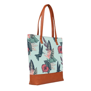 Spring Bird - Vegan Leather Tote Bag Layered