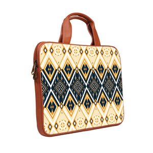 Tiled Symmetry - Premium Canvas Vegan Leather Laptop Bags (optional side straps)