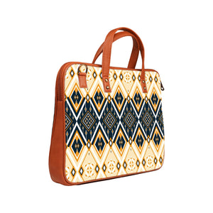 Tiled Symmetry - Premium Canvas Vegan Leather Laptop Bags (optional side straps)