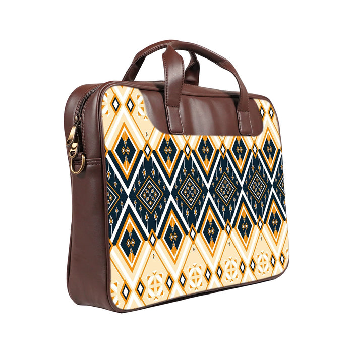 Tiled Symmetry - Premium Canvas Vegan Leather Laptop Bags (double compartment)