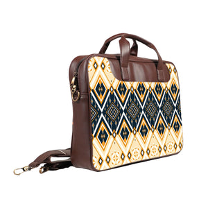 Tiled Symmetry - Premium Canvas Vegan Leather Laptop Bags (double compartment)