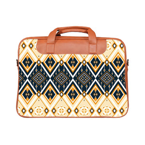 Tiled Symmetry - Premium Canvas Vegan Leather Laptop Bags (double compartment)