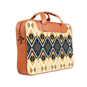 Tiled Symmetry - Premium Canvas Vegan Leather Laptop Bags (double compartment)