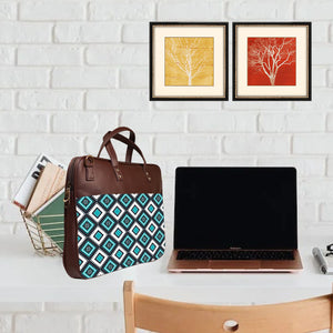 ELECTRO TILES - Premium Canvas Vegan Leather Laptop Bags (with side pocket)