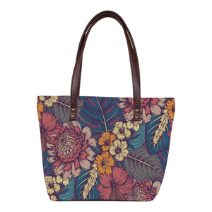 Floral Pop Art - Vegan Leather Tote Bag