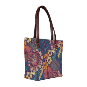Floral Pop Art - Vegan Leather Tote Bag