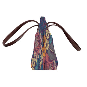 Floral Pop Art - Vegan Leather Tote Bag