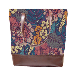Floral Pop Art - Vegan Leather Tote Bag Layered