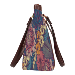 Floral Pop Art - Vegan Leather Tote Bag Strapped