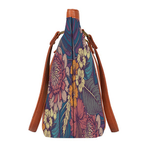 Floral Pop Art - Vegan Leather Tote Bag Strapped