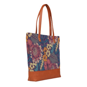 Floral Pop Art - Vegan Leather Tote Bag Layered