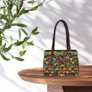 Aquarelle Oval Handbag - Canvas and Vegan Leather