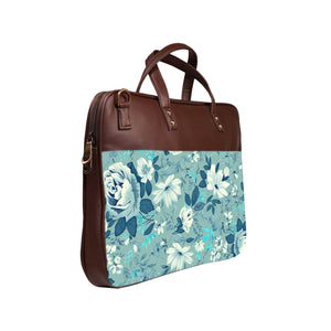 Floral Marine - Premium Canvas Vegan Leather Laptop Bags (with side pocket)