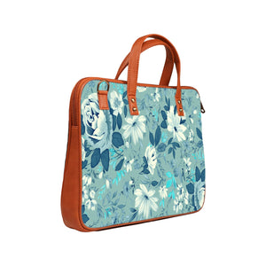 Floral Marine - Premium Canvas Vegan Leather Laptop Bags (optional side straps)