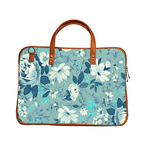 Floral Marine - Premium Canvas Vegan Leather Laptop Bags (optional side straps)