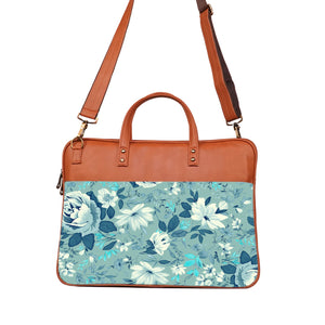 Floral Marine - Premium Canvas Vegan Leather Laptop Bags (with side pocket)