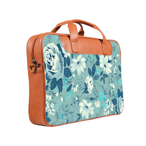 Floral Marine - Premium Canvas Vegan Leather Laptop Bags (double compartment)