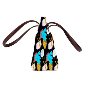 Floral Abstract - Vegan Leather Tote Bag