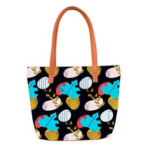 Floral Abstract - Vegan Leather Tote Bag