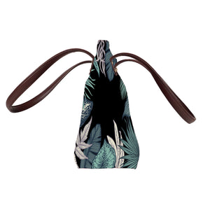 Midnight Foliage - Vegan Leather Tote Bag