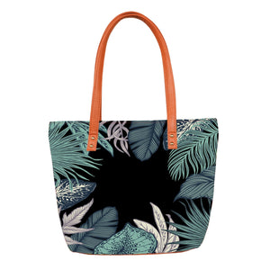 Midnight Foliage - Vegan Leather Tote Bag