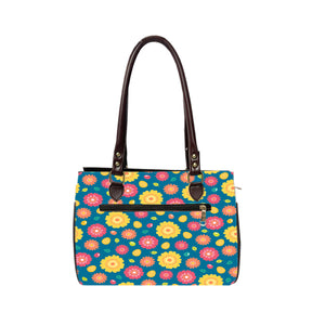 VIBRANT FLORAL Oval Handbag - Canvas and Vegan Leather