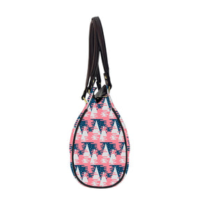 Triangular Mess Oval Handbag - Canvas and Vegan Leather