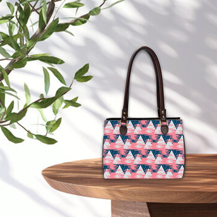 Triangular Mess Oval Handbag - Canvas and Vegan Leather